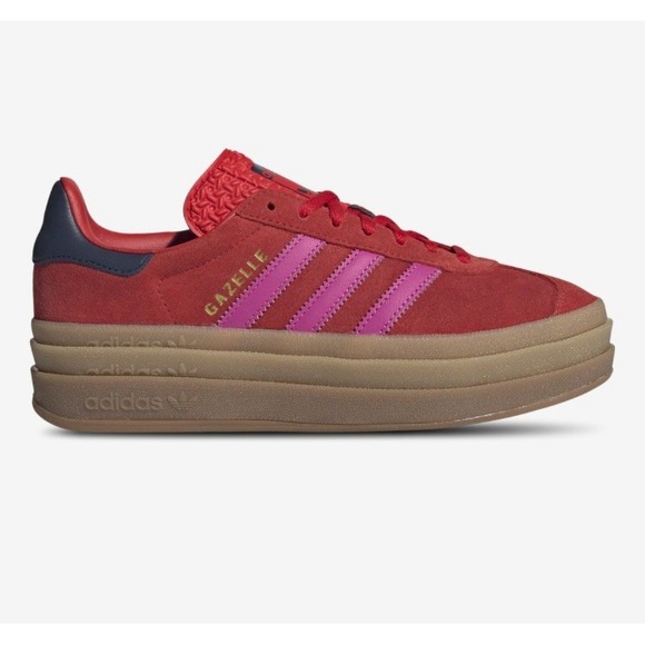 NEW Adidas Gazelle Bold Platform Red Lucid Fuchsia JH9665 Womens size 7 Sneakers - Picture 3 of 7